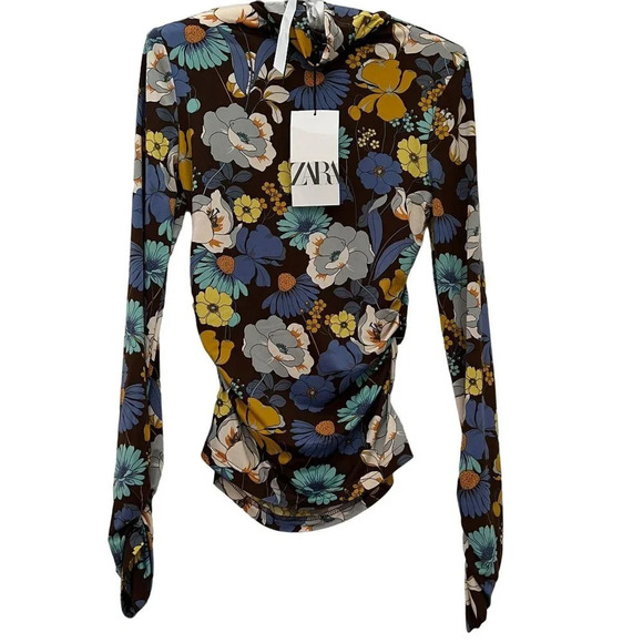 Zara Floral Print Turtleneck Top - Picture 9 of 14